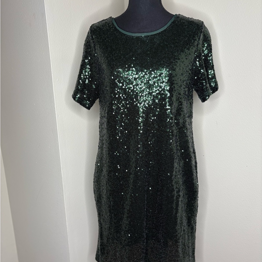 Holiday Ready- Elegant Green Sequin Dress